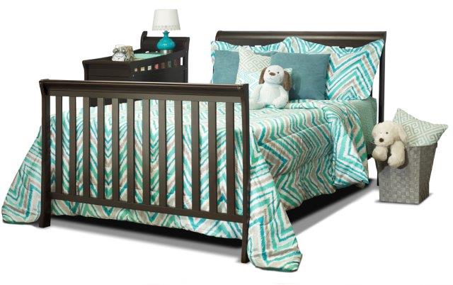 FLORENCE 4 IN 1 CRIB & CHANGER FULL SIZE RAILS ESPRESSO #223-E